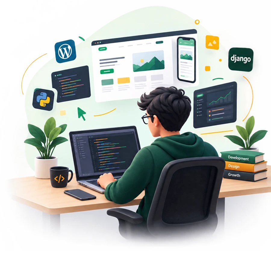 A Beginners Hut developer working across web, e-commerce and design builds